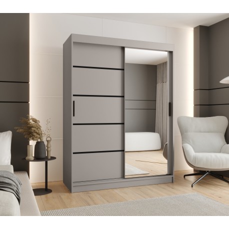 Szafa przesuwna garderoba z lustrem i drążkiem RUBINO V2 150 kaszmir
