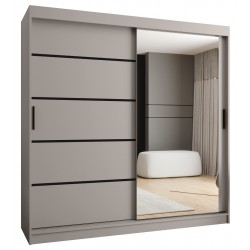 Szafa przesuwna garderoba z lustrem i drążkiem RUBINO V2 200 kaszmir