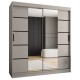 Szafa przesuwna garderoba z lustrem i drążkiem RUBINO V4 180 kaszmir