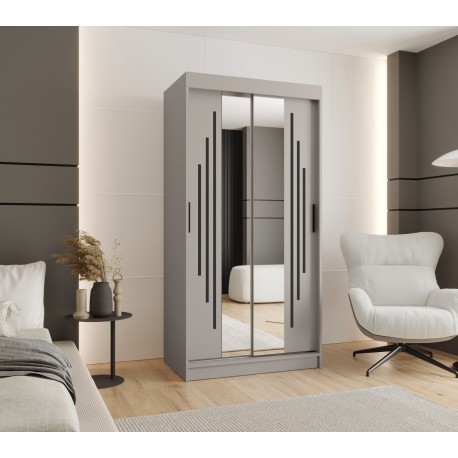 Szafa przesuwna garderoba z lustrem i drążkiem RUBINO Y1 100 kaszmir