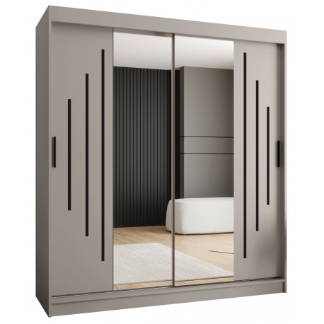 Szafa przesuwna garderoba z lustrem i drążkiem RUBINO Y1 180 kaszmir orzech warmia