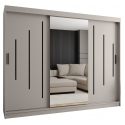 Szafa przesuwna garderoba z lustrem i drążkiem RUBINO Y1 250 kaszmir