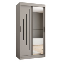 Szafa przesuwna garderoba z lustrem i drążkiem RUBINO Y2 100 kaszmir