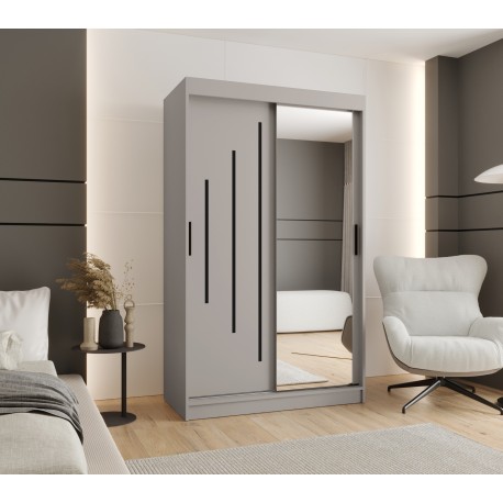Szafa przesuwna garderoba z lustrem i drążkiem RUBINO Y2 120 kaszmir