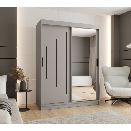 Szafa przesuwna garderoba z lustrem i drążkiem RUBINO Y2 150 kaszmir