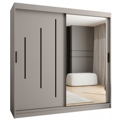 Szafa przesuwna garderoba z lustrem i drążkiem RUBINO Y2 200 kaszmir