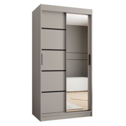 Szafa przesuwna garderoba z lustrem i drążkiem RUBINO V2 100 kaszmir