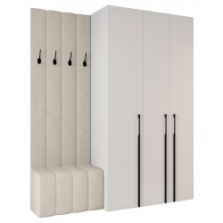 Garderoba Szafa COMO 3 130 głębokość 42 cm z dołkiem tapicerowanym wysokość 245,5 cm