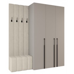 Garderoba Szafa COMO 3 140 głębokość 42 cm z dołkiem tapicerowanym wysokość 245,5 cm