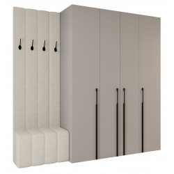Garderoba Szafa COMO 3 180 głębokość 42 cm z dołkiem tapicerowanym wysokość 245,5 cm