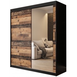 Szafa przesuwna na ubrania z lustrem Old Style T2 180 czarna